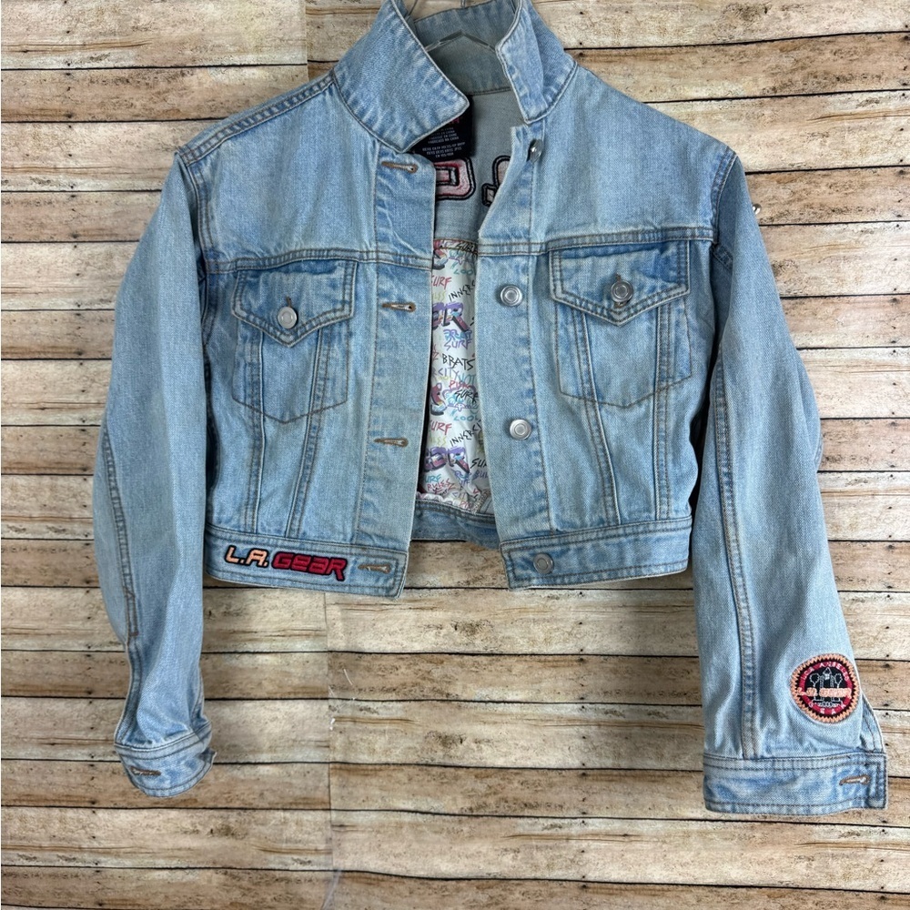 L.A. Gear Denim Jean Jacket , F21 Collaboration, embroidered vintage style XXS - Picture 2 of 6